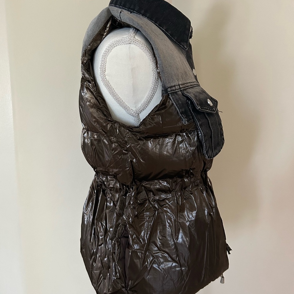 36 Point 5 Denim and Brown Puffer Vest New - Picture 2 of 8